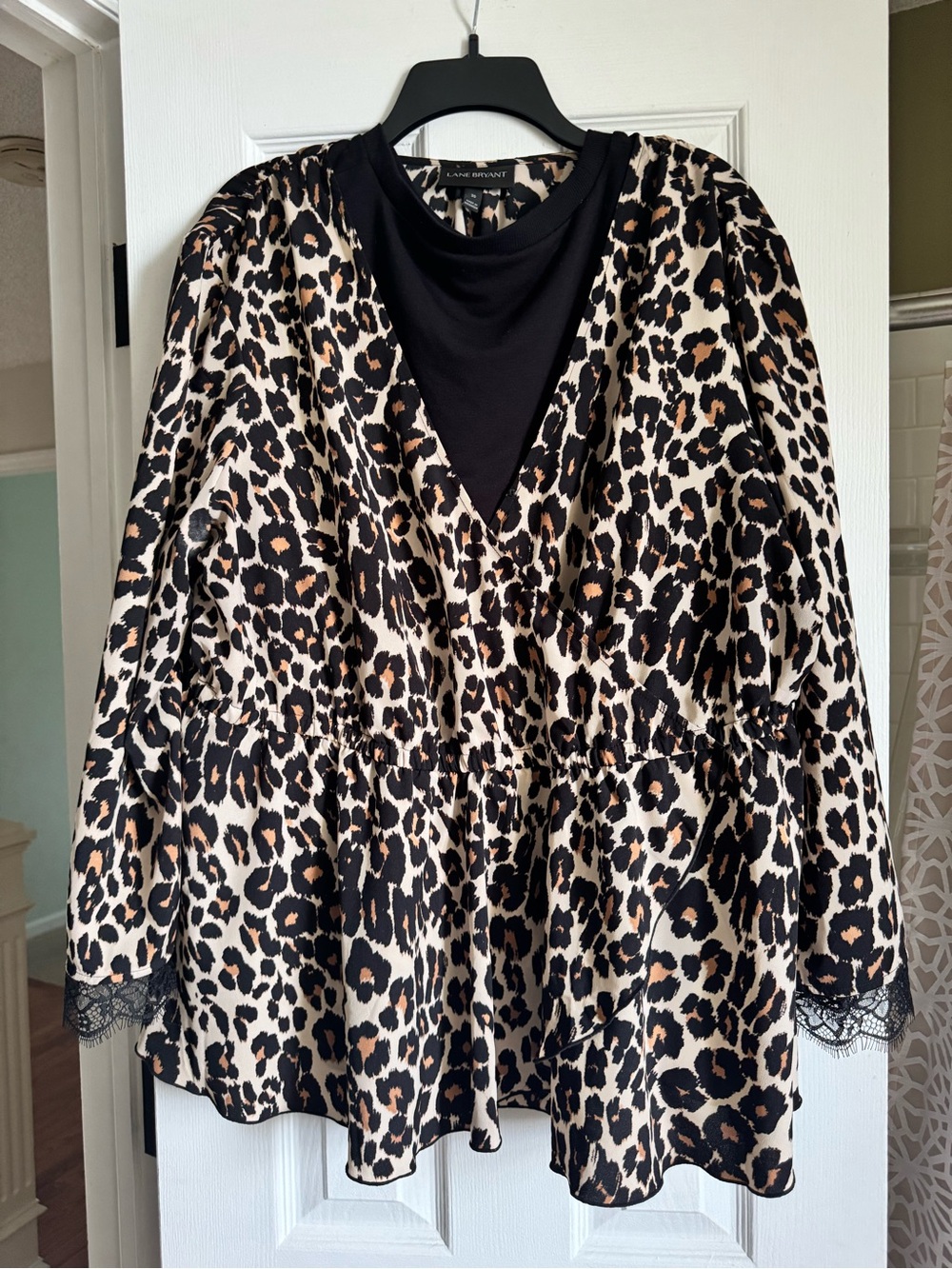 Lane Bryant Leopard Print Faux Wrap Blouse